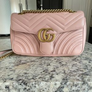 Excellent condition! Gucci Marmont Matelasse Shoulder Bag Dusty Pink Leather